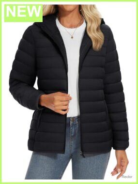 Womens Lightweight Quilted Puffer Jacket Hooded Warm Winter Coat